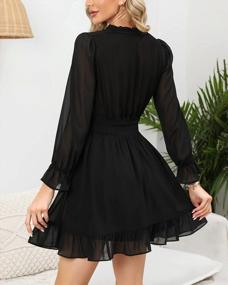 img 3 attached to Chic And Stylish: EXLURA Women'S Puff Sleeve A-Line Mini Dress With Ruffle Detailing