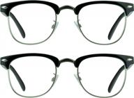 classic prosport reading glasses combo for men and women - vintage horn rimmed and semi rimless design (2 pairs) logo
