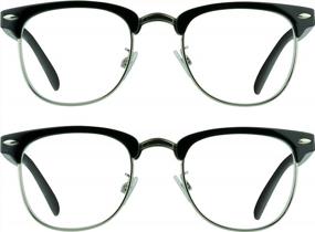 img 4 attached to Классические очки для чтения ProSPORT Combo для мужчин и женщин - винтажный дизайн в роговой оправе и полубез оправы (2 пары)