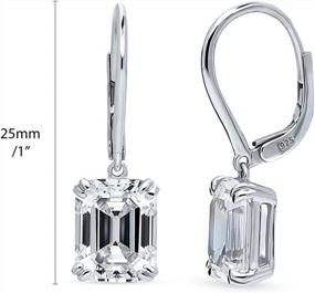 img 3 attached to Sterling Silver Emerald Cut Cubic Zirconia Anniversary Leverback Earrings - 7.6 Carat CZ Dangle Drops For Women By BERRICLE