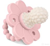 🌸 soothipop silicone pacifier teething toy for infants 6 months+: freezable & chewable baby teether to soothe sore gums - flower bubble bump (rose pink) logo