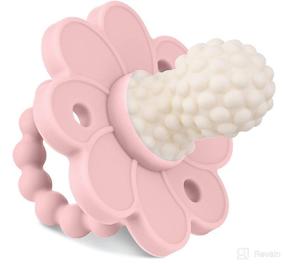 img 4 attached to 🌸 SoothiPop Silicone Pacifier Teething Toy for Infants 6 Months+: Freezable & Chewable Baby Teether to Soothe Sore Gums - Flower Bubble Bump (Rose Pink)