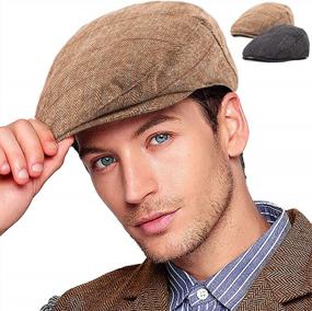 img 4 attached to Stylish And Versatile: Get Yours Now - 2Pack Adjustable Newsboy Hats For Men - Flat Cap - Irish Cabbie Gatsby Tweed Ivy
