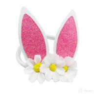 🐰 adorable baby girls headband: bunny rabbit ears, satin flowers, easter day gift (jhe02, flower-white) логотип