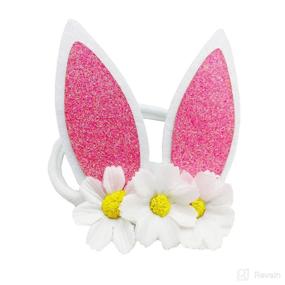 img 2 attached to 🐰 Adorable Baby Girls Headband: Bunny Rabbit Ears, Satin Flowers, Easter Day Gift (JHE02, Flower-White)