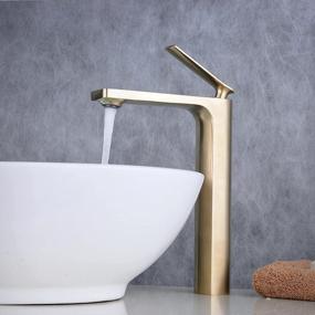img 1 attached to Beelee BL6682BGH Single Handle Brushed Gold Vessel Sink Faucet For Bathroom Vanity - 1 Hole Tall Brass