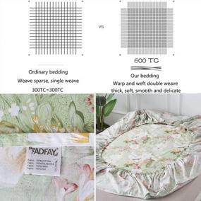 img 2 attached to FADFAY Sheets Set King Floral Sheets 100% Cotton Elegant Farmhouse Bedding Mint Green Leaves And White Flower Printed Bed Sheet Soft Botanical Lily Pattern Deep Pocket Sheet 17.5'' 4 Pcs, King