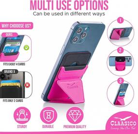 img 2 attached to Cell Phone Wallet With Magnetic Phone Stand - Phone Cardholder Securely Holds Phone For Landscape Or Portrait Mode/With Car Air Vent Attachment And Extra Magnetic Strips (Pink)