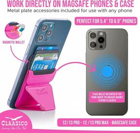 img 1 attached to Cell Phone Wallet With Magnetic Phone Stand - Phone Cardholder Securely Holds Phone For Landscape Or Portrait Mode/With Car Air Vent Attachment And Extra Magnetic Strips (Pink)