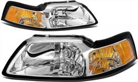 img 3 attached to FORD MUSTANG 1999-2004 Replacement Chrome Headlights W/ Amber Reflector (Passenger & Driver Side)