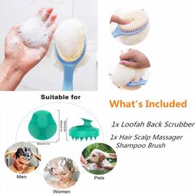 img 3 attached to Bristle & Loofah Back Scrubber With Hair Scalp Massager Shampoo Brush - Long Handle Body Brush For Women, Men & Pet.