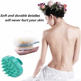 img 1 attached to Bristle & Loofah Back Scrubber With Hair Scalp Massager Shampoo Brush - Long Handle Body Brush For Women, Men & Pet.