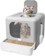 🐱 faydudu foldable cat litter box: top entry, anti-splashing with lid - includes cat scoop and cleaning scraper logo