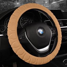 img 2 attached to 🚗 ROXIA Universal Car Steering Wheel Cover - Elastic Ice Silk, Breathable & Non-Slip, 15-inch Comfortable Stretch, Cool for Summer - Odorless & Stylish (Brown)