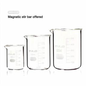 img 3 attached to ULAB Scientific Low Form Griffin Glass Beaker Set Including Magnetic Stir Bar: 100Ml, 250Ml, And 500Ml Sizes In 3.3 Borosilicate Glass With Printed Graduation - UBG1004