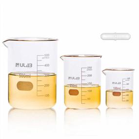 img 4 attached to ULAB Scientific Low Form Griffin Glass Beaker Set Including Magnetic Stir Bar: 100Ml, 250Ml, And 500Ml Sizes In 3.3 Borosilicate Glass With Printed Graduation - UBG1004