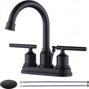 img 4 attached to 2-Handle 4-Inch 3-Hole RV Sink Bathroom Faucet With Lift Rod Drain Stopper & Supply Hoses By WOWOW Black Centerset