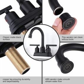 img 1 attached to 2-Handle 4-Inch 3-Hole RV Sink Bathroom Faucet With Lift Rod Drain Stopper & Supply Hoses By WOWOW Black Centerset