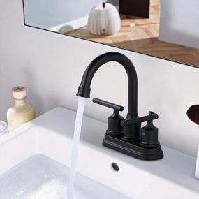img 2 attached to 2-Handle 4-Inch 3-Hole RV Sink Bathroom Faucet With Lift Rod Drain Stopper & Supply Hoses By WOWOW Black Centerset