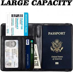 img 2 attached to RFID Blocking Leather Passport Holder And Travel Wallet With Card Slots For Women And Men - Black
