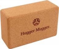 cork yoga block by hugger mugger - non-slip texture, durable, renewable cork material, rounded edges for comfort, great for sweaty hands bl-cork logo