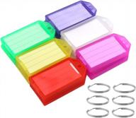 coideal 60 pack прочные пластиковые ключевые бирки с откидным окном для этикеток и прочным разрезным кольцом цветной идентификатор id брелок для багажа, 6 разных цветов логотип