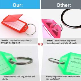 img 3 attached to Coideal 60 Pack Tough Plastic Key Tags With Flap Label Window And Strong Split Ring Colored Identifier ID Keychain Tag For Luggage, 6 Assorted Colors