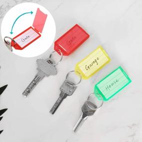 img 2 attached to Coideal 60 Pack Tough Plastic Key Tags With Flap Label Window And Strong Split Ring Colored Identifier ID Keychain Tag For Luggage, 6 Assorted Colors
