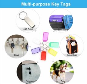 img 1 attached to Coideal 60 Pack Tough Plastic Key Tags With Flap Label Window And Strong Split Ring Colored Identifier ID Keychain Tag For Luggage, 6 Assorted Colors
