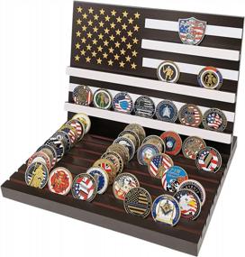 img 4 attached to Wooden Stand With American Flag Design For Displaying Military Challenge Coins (Vertical Orientation, Holds 70-80 Coins)