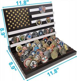 img 3 attached to Wooden Stand With American Flag Design For Displaying Military Challenge Coins (Vertical Orientation, Holds 70-80 Coins)