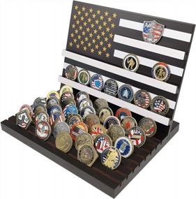 img 1 attached to Wooden Stand With American Flag Design For Displaying Military Challenge Coins (Vertical Orientation, Holds 70-80 Coins)