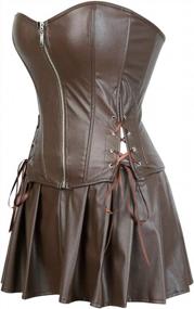 img 1 attached to Frawirshau Faux Leather Corset Dress Corsets For Women Sexy Bustier Lingeire Corset Skirt Costume