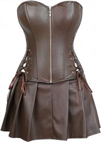 img 4 attached to Frawirshau Faux Leather Corset Dress Corsets For Women Sexy Bustier Lingeire Corset Skirt Costume