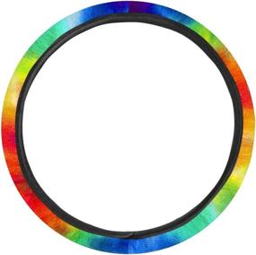 img 3 attached to 🌈 GePrint Swirl Tie Dye Print Steering Wheel Cover - Vibrant Rainbow Design - Universal Fit Car Accessory for Women & Girls - Perfect Gift Idea