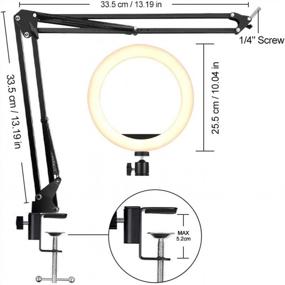 img 3 attached to 🎥 Enhance Your Video Conferences with Obeamiu LED Video Conference Lighting Kit: Boom Scissor Arm Stand, Color Filters, 5600K Studio Light for Photography, YouTube, Zoom Calls, and Live Streaming