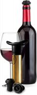 prepara savor pump and stoppers set wine vacuum sealer, 3.25 x 1.5 x 6 inches, bronze/black logo