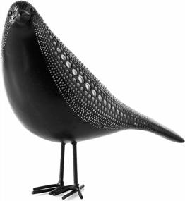 img 4 attached to Black Bird Animal Figurine And Sculpture Home Decor Accent For Living Room, Office Workspace - Torre & Tagus Debossed Dotted Standing