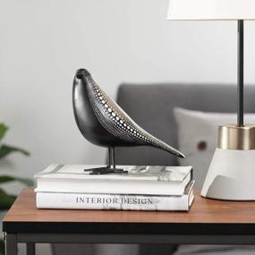 img 2 attached to Black Bird Animal Figurine And Sculpture Home Decor Accent For Living Room, Office Workspace - Torre & Tagus Debossed Dotted Standing