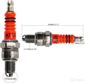 img 3 attached to High Performance 8pcs Scooter Spark Plug GY6 50cc 150cc, PRO BAT, A7TC A7TJC Spark Plug with 3 Electrodes, Ideal for GY6 50-125cc Moped Scooter ATV Quads - Orange