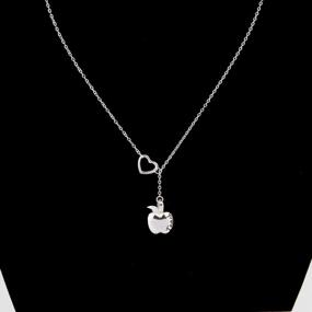 img 3 attached to Teacher'S Gift Necklace - Apple Pendant Lariat Necklace With Thank You Message - Perfect Gift For Teachers By ENSIANTH