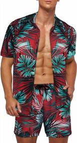 img 4 attached to Summer Hawaiian Track Suits: 2-Piece Floral Short Sleeve Shirts And Shorts Set For Casual Jogging Outfits