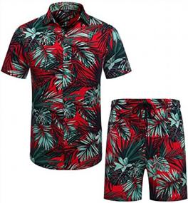 img 3 attached to Summer Hawaiian Track Suits: 2-Piece Floral Short Sleeve Shirts And Shorts Set For Casual Jogging Outfits
