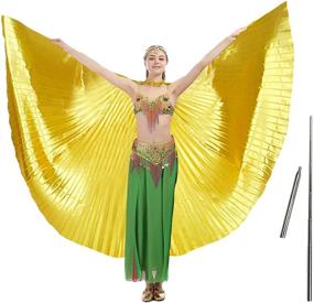 img 4 attached to 14-цветные крылья для танца живота для взрослых и детей со стержнями - 360 ° Isis Angel Wings, включая портативные телескопические палочки - Продукт IMucci