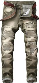 img 4 attached to Edgy Yet Comfy: YTD Men'S Distressed Ripped Biker Slim Fit Jeans With Stretched Moto Denim Fabric