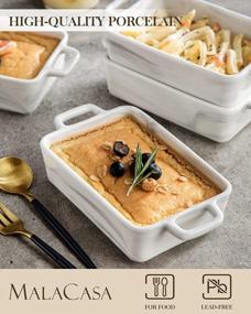 img 2 attached to MALACASA Ramekins 8 Oz Set Of 4, Porcelain Creme Brulee Ramekins Oven Safe, Ceramic Souffle Dish Custard Cups Mini Quiche Pan With Handles For Pudding Sauce Cooking Baking, Series BAKE-GREY
