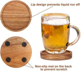 img 1 attached to Acacia Wood Coasters Set Of 4 With Holder - Cute, Round Drink Coasters For Wine And Beverages - Stylish Wooden Table Coasters For Home And Bar Use