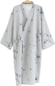 img 1 attached to Japanese Kimono Nightgown Bathrobe - ZOOBOO Cotton Spring Summer Robe Lightweight Sleepwear For Women Men