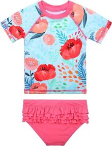 img 4 attached to 👙 XFGIRLS Girls Swimsuit: Toddler Two Piece Long Sleeve Swimwear - UPF 50+ Protection