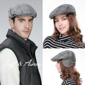 img 3 attached to Men'S Winter Wool Blend Irish Ivy Flat Newsboy Cap With Ear Flaps, 56-60CM